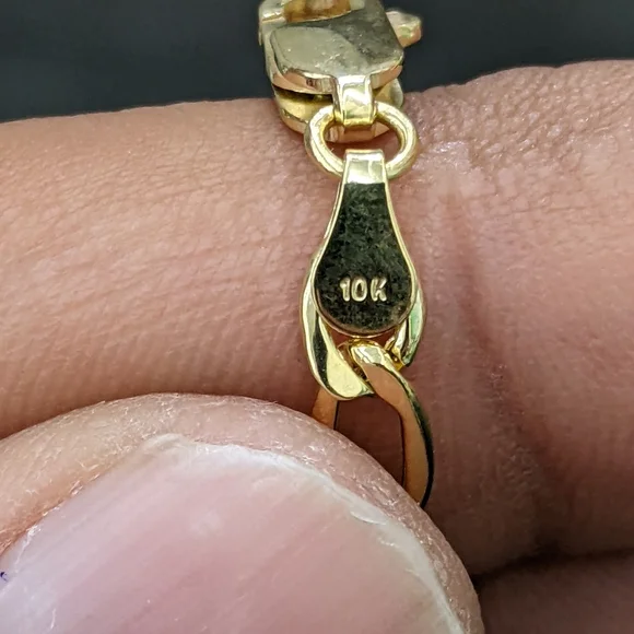 10kt real gold figaro ID bracelet